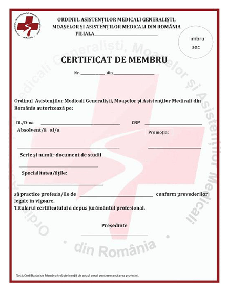 certificat de membru